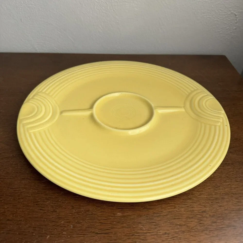 Fiestaware Vintage Hostess Yellow Fiesta Tray Chip Dip Tray 12.5